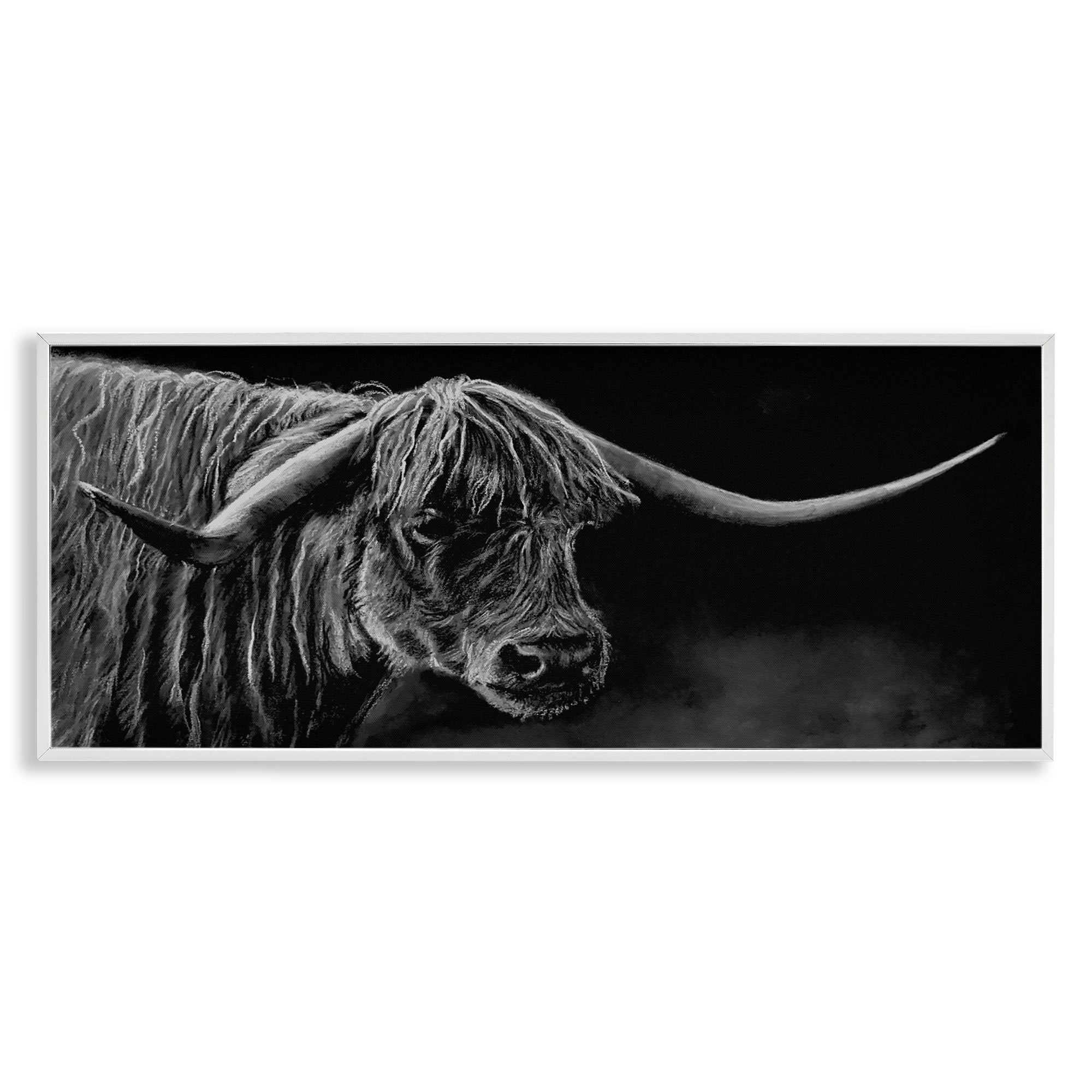 Highland Longhorn Portrait White Framed Giclee Art, design by Patricia Reynolds