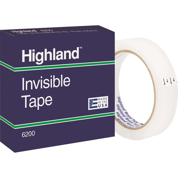Highland, MMM6200342592, 3/4"W Matte-finish Invisible Tape, 1 / Roll, Matte Clear
