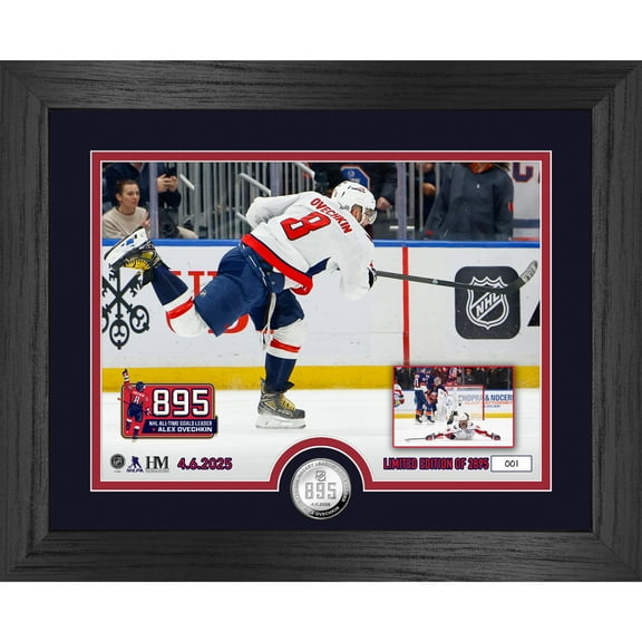 Highland Mint Alexander Ovechkin Washington Capitals NHL All-Time Leading Goal Scorer 13" x 16" Silver Coin Photo Mint