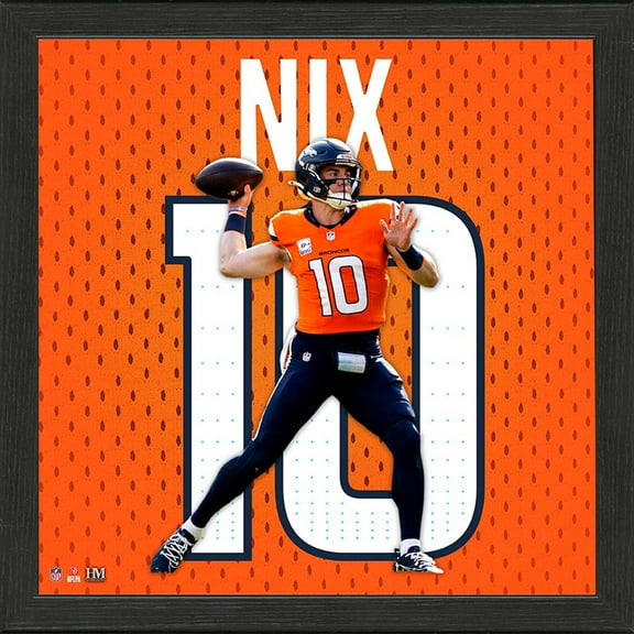 Highland Mint Bo Nix Denver Broncos 13'' x 13'' Impact Jersey Framed Photo