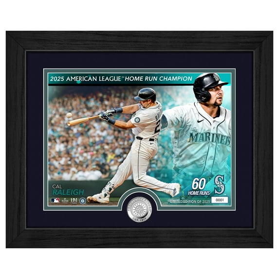 Highland Mint Cal Raleigh Seattle Mariners 2025 AL Home Run Champion 13" x 16" Silver Coin Photo Mint
