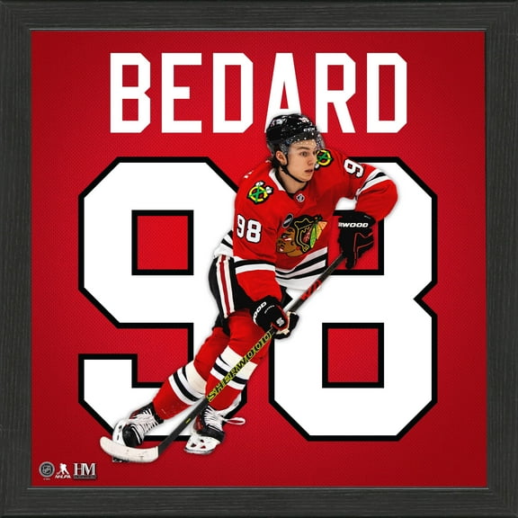 Highland Mint Connor Bedard Chicago Blackhawks 13'' x 13'' Impact Jersey Framed Photo