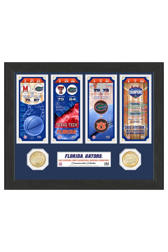Florida Gators 2025 NCAA Men's Basketball National Champions 12" x 15" Road To Ticket Photo Mint