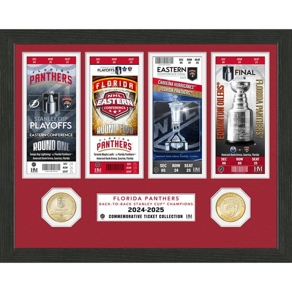 Highland Mint Florida Panthers 2025 Stanley Cup Champions 12" x 15" Road To The Stanley Cup Ticket & Bronze Coin Photo