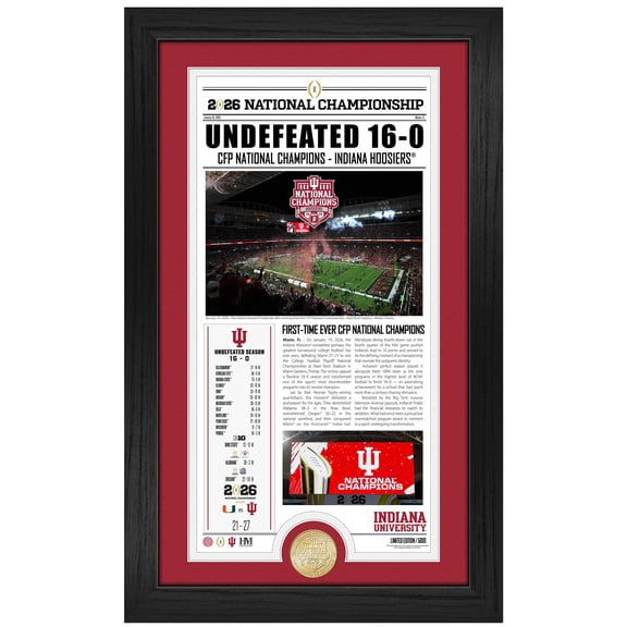 Highland Mint Indiana Hoosiers College Football Playoff 2025 National Champions 12- x 20- Front Page News Cover Bronze