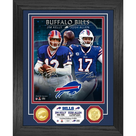 Highland Mint Jim Kelly & Josh Allen Buffalo Bills 13'' x 16'' Bronze Coin Photo Mint