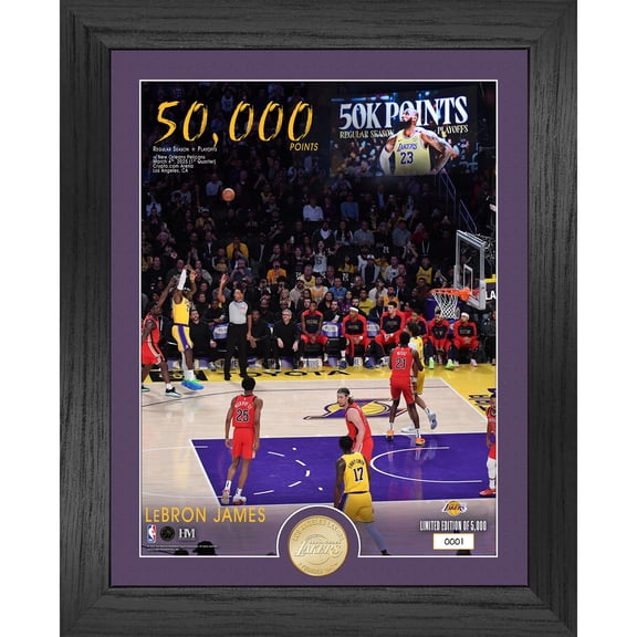 Highland Mint LeBron James Los Angeles Lakers 13'' x 16'' 50,000 Career Points Bronze Coin Photo Mint