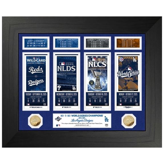 Highland Mint Los Angeles Dodgers 2025 World Series Champions 18" x 22" Road To Ticket Gold Coin Photo Mint