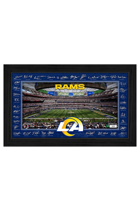 Los Angeles Rams 12" x 20" 2025 Signature Gridiron Panoramic Framed Photo