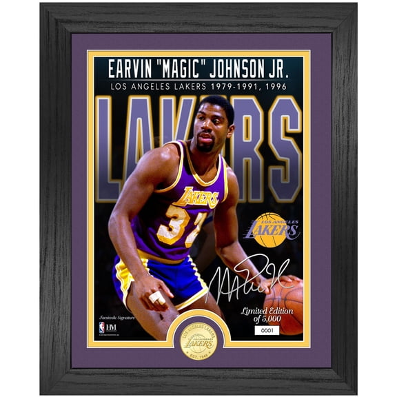 Highland Mint Magic Johnson Los Angeles Lakers 13'' x 16'' NBA Legends Bronze Coin Photo Mint