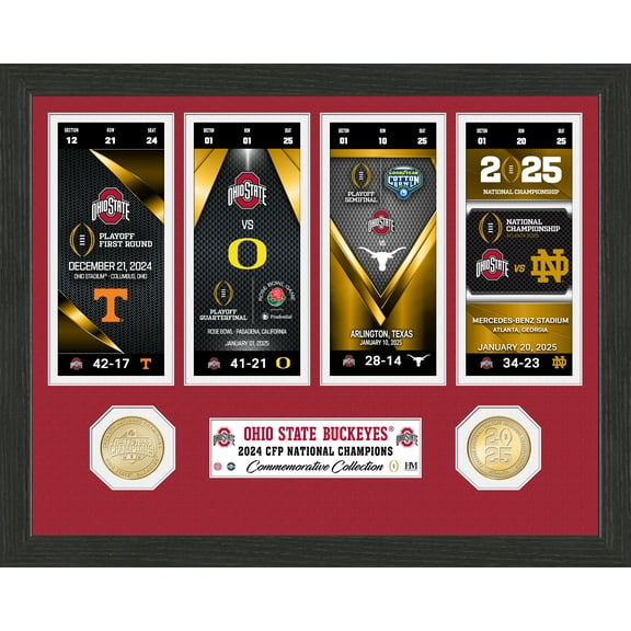 Highland Mint Ohio State Buckeyes College Football Playoff 2025 National Champions 12" x 15" Ticket Collection Bronze