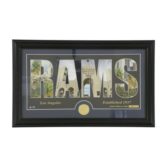 Highland Mint Unisex LA Rams Word Art Framed Photo Souvenir, Multicoloured,