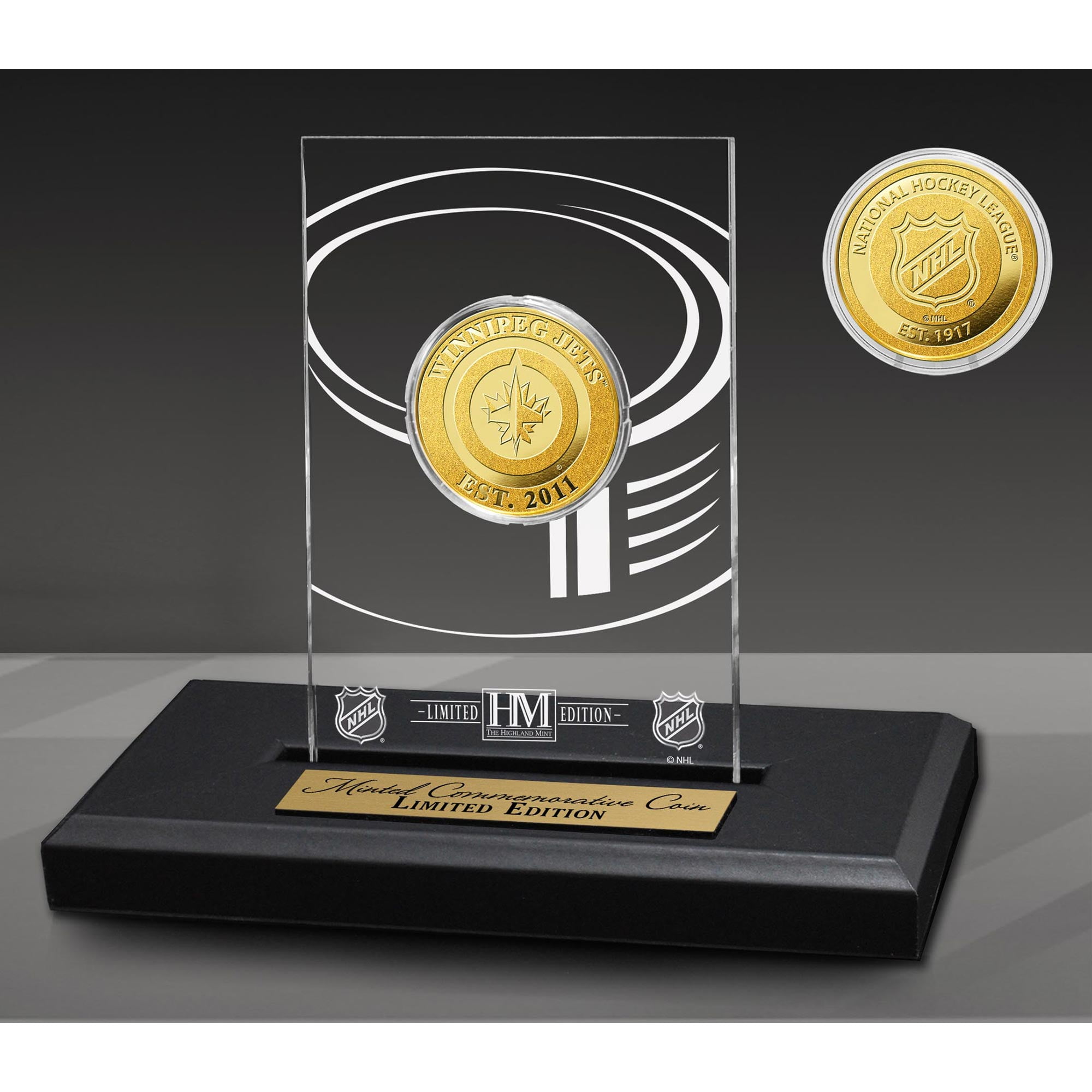Highland Mint Winnipeg Jets Acrylic Gold Coin Desk Top Display ...