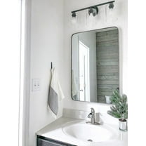 Highland Nickel 24" x 36" Rounded Corner Mirror, Rectangular Framed Wall Mirror, Vanity Mirror, Multiple Finishes