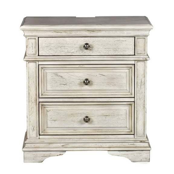 Steve Silver Highland Park Wood 3-drawer Nightstand, Rustic Ivory