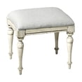 thumbnail image 1 of Highland Park Rustic Ivory Wood Vanity Bench, 1 of 4
