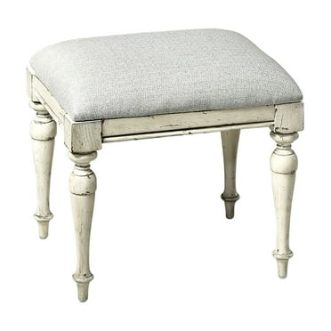 Highland Park Rustic Ivory Wood Vanity Bench