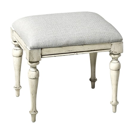 Highland Park Rustic Ivory Wood Vanity Bench