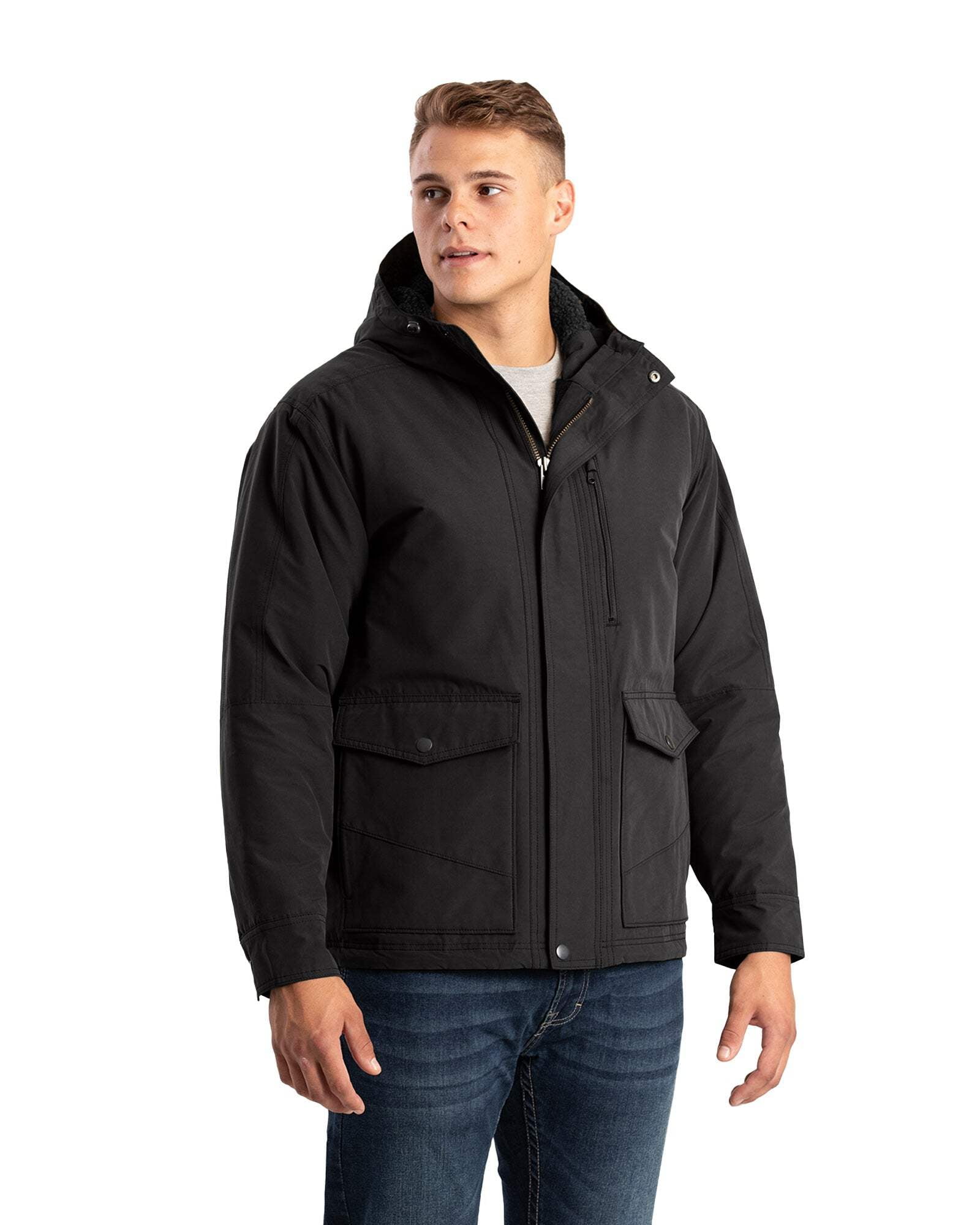 Men's Quilt-Lined Micro-Duck Hooded Work Coat - Walmart.com