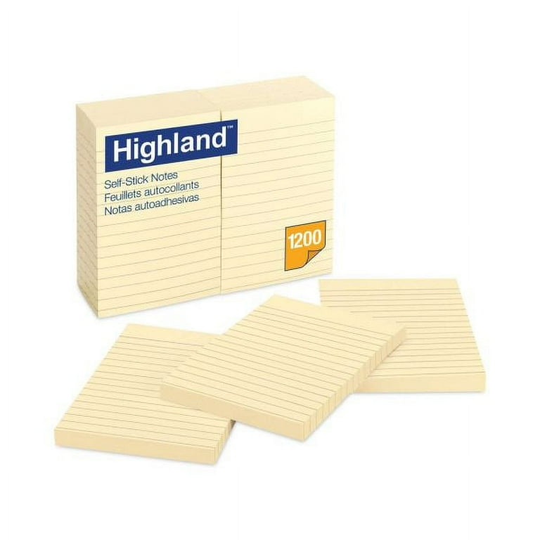 Self-Stick Note Pads, Note Ruled, 4 Self-Stick Note Pads, Note Ruled, 4