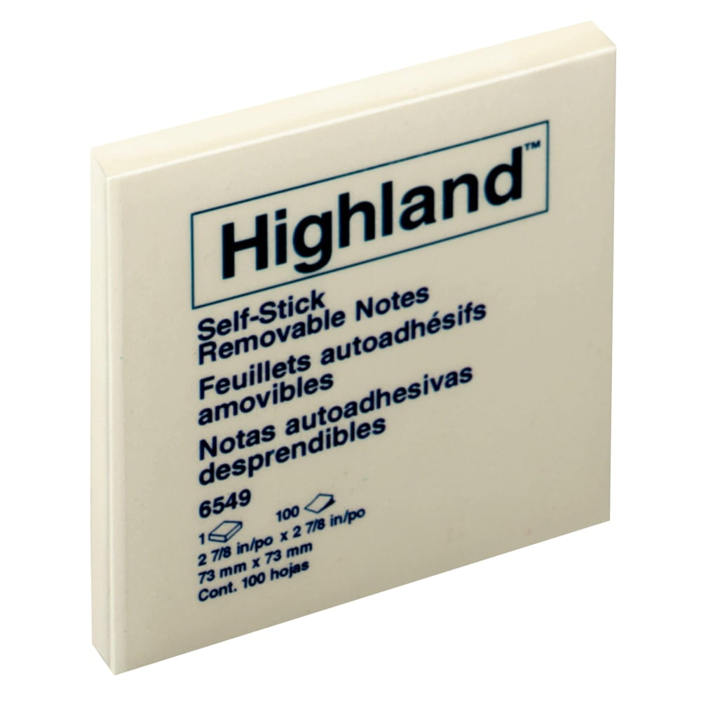 Highland Sticky Notes, 3 x 3 Inches, Yellow, 12 Pack (6549)