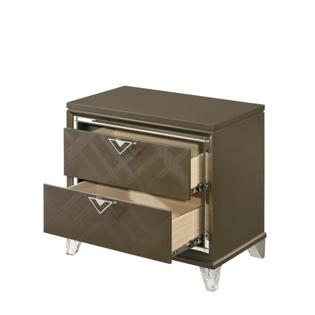 Highland Skylar Nightstand,Dark Champagne,with 2 drawer,for living room ...