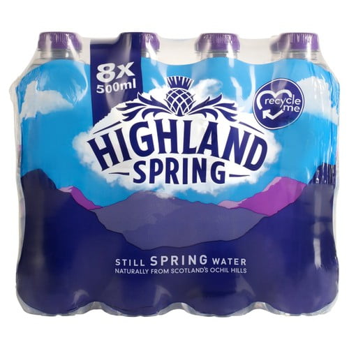 Highland Spring Still Spring Water 8 x 500ml, British Import (Pack of 2)