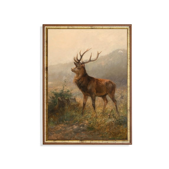 Highland Stag Antique Wildlife Art Print Poster, Size 24x36 UNFFRAMED F03.1.7l1010