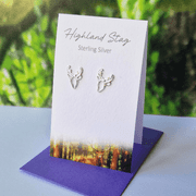 Silver Studio Stud Highland Stag Earrings, Silver, 1