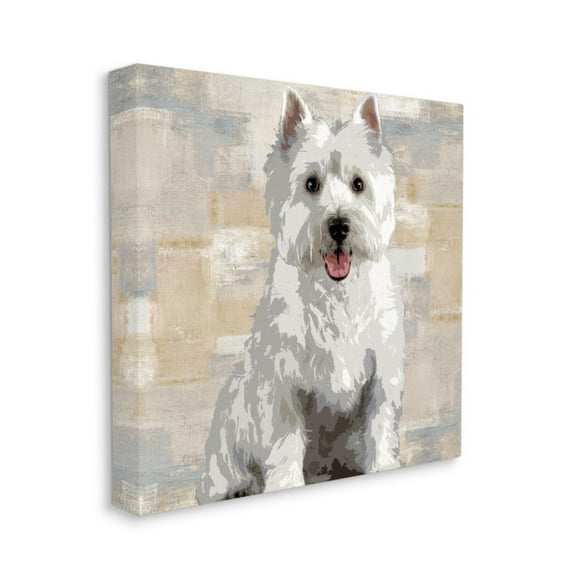 Highland Terrier Dog Patchwork Pattern Grey Animals & Insects Gallery-Wrapped Canvas Print Wall Art, 17x17