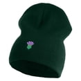 thumbnail image 1 of Highland Thistle Embroidered 8 Inch Knitted Short Beanie - Dark Green OSFM, 1 of 5