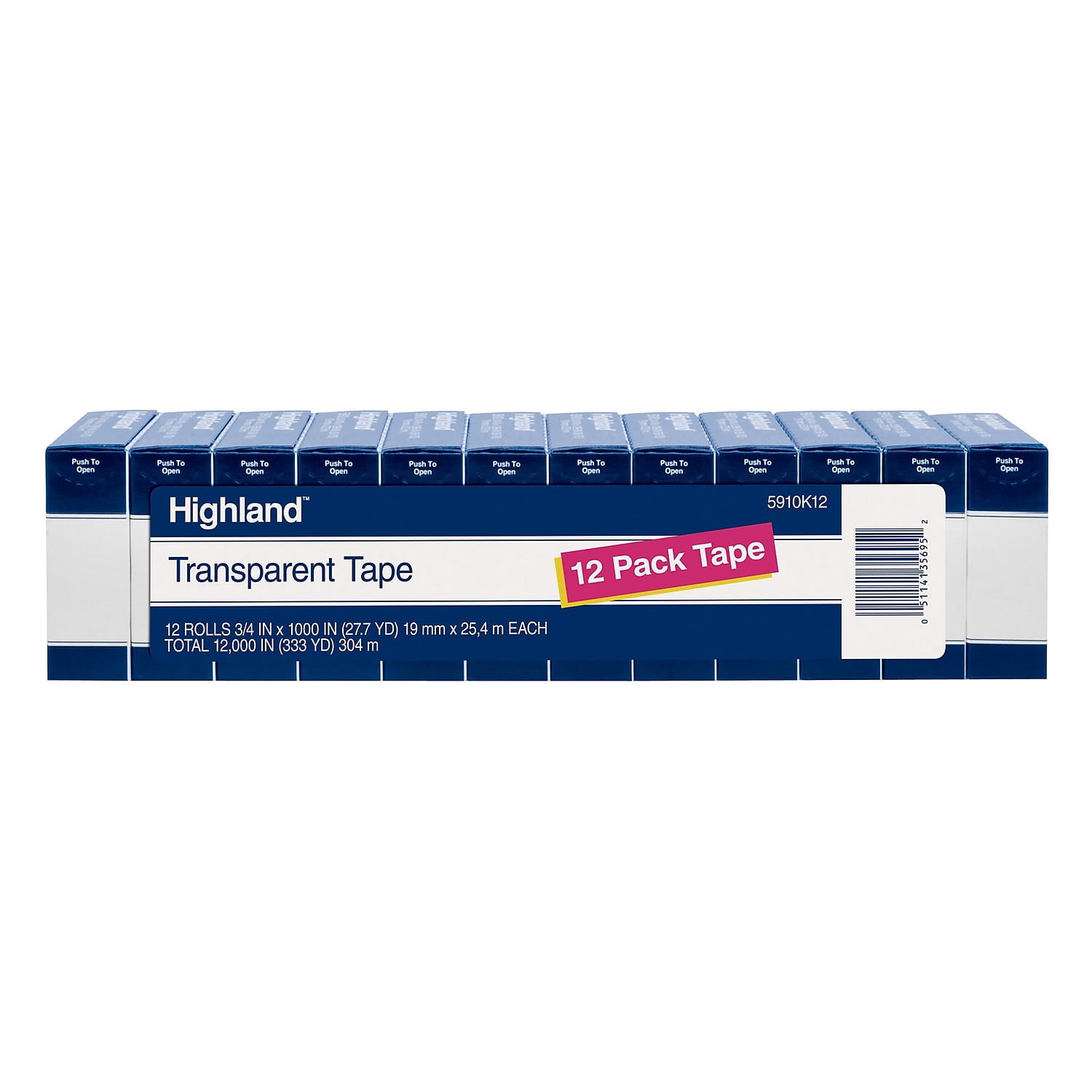Highland Transparent Tape 3/4" x 27.77 yds. 144/Carton (5910K12VS)