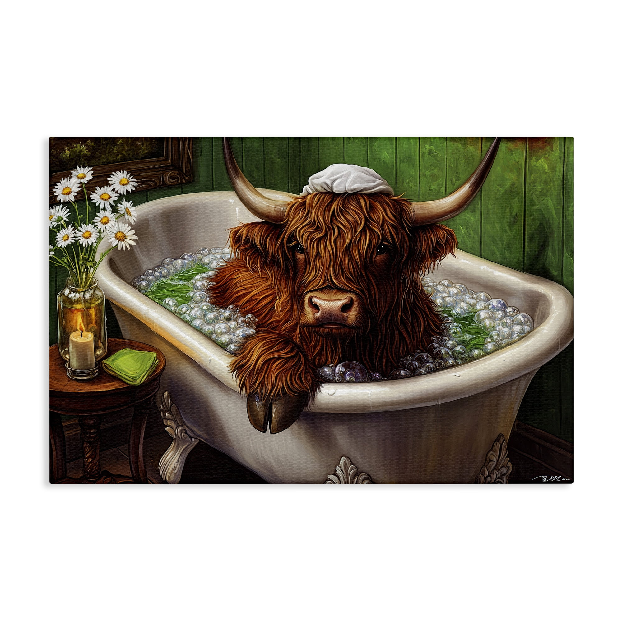 Highland in Candle Lit Bubble Bath Canvas Wall Art, design by Momart