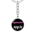 thumbnail image 1 of Highlander Cat Mom Keychain Stainless Steel or 18k Gold Circle Pendant, 1 of 16