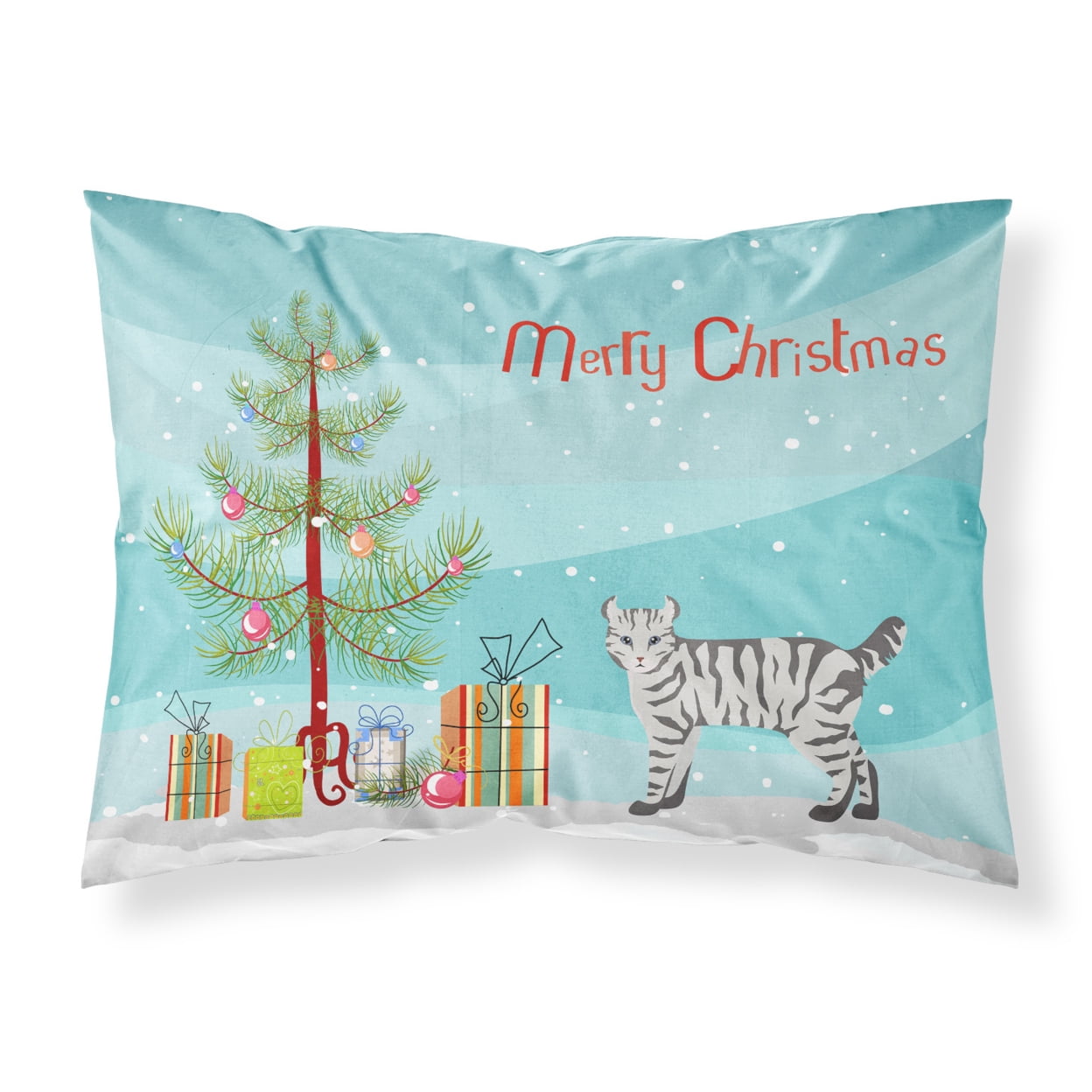Highlander Lynx 2 Cat Merry Christmas Fabric Standard Pillowcase CK4631PILLOWCASE
