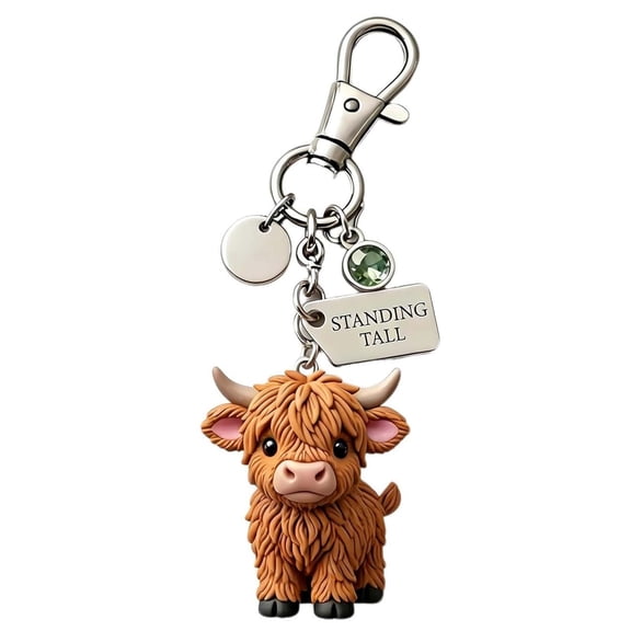 Highlands Bull Month Keychain – Daily Reminder of Strength and Resilience, Elegant Cow Design, Durable Material, Perfect for Inspirational Gift, Twelve Monthly Options