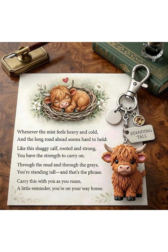 Highlands Bull Month Keychain,Reminder of Quiet Strength,Beautifully Crafted Durable Materials,Symbol of Resilience and Growth,Twelve Months to Choose,Great Gift Idea