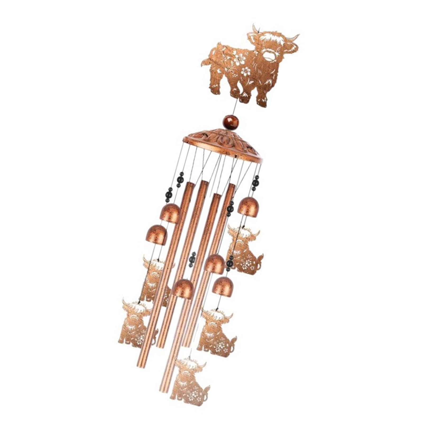 Highlands Cow Wind Chimes for Outside,Metal Windchime Outdoor Memorial/Birthday Gift Garden Decors for Outside,Lawns