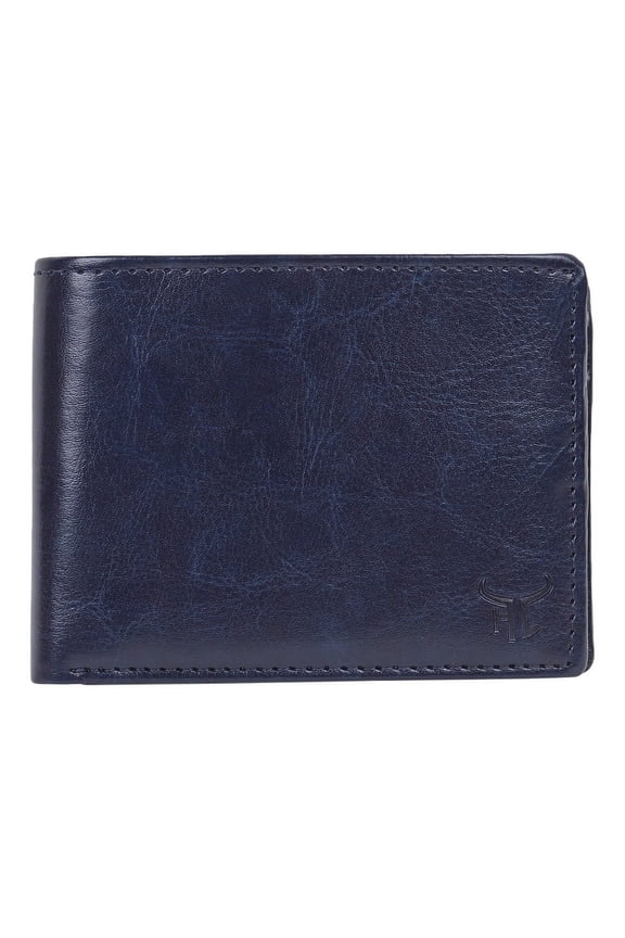 Blue Artificial Leather Wallet for Men I Ultra Slim & Compact Wallet I 6 Credit Card Slots I 2 Currency