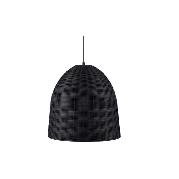 Highler 1-Light Matte Black Pendant with Matte Black Rattan Shade