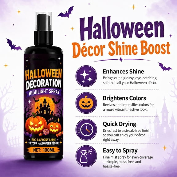 Highlight Glitter Sprays Spooky Shine Gloss, 100ml Fabric Spray Paint Fine Glitter Formula, Spray Paint For Metal for Halloween Crafts DIY Art