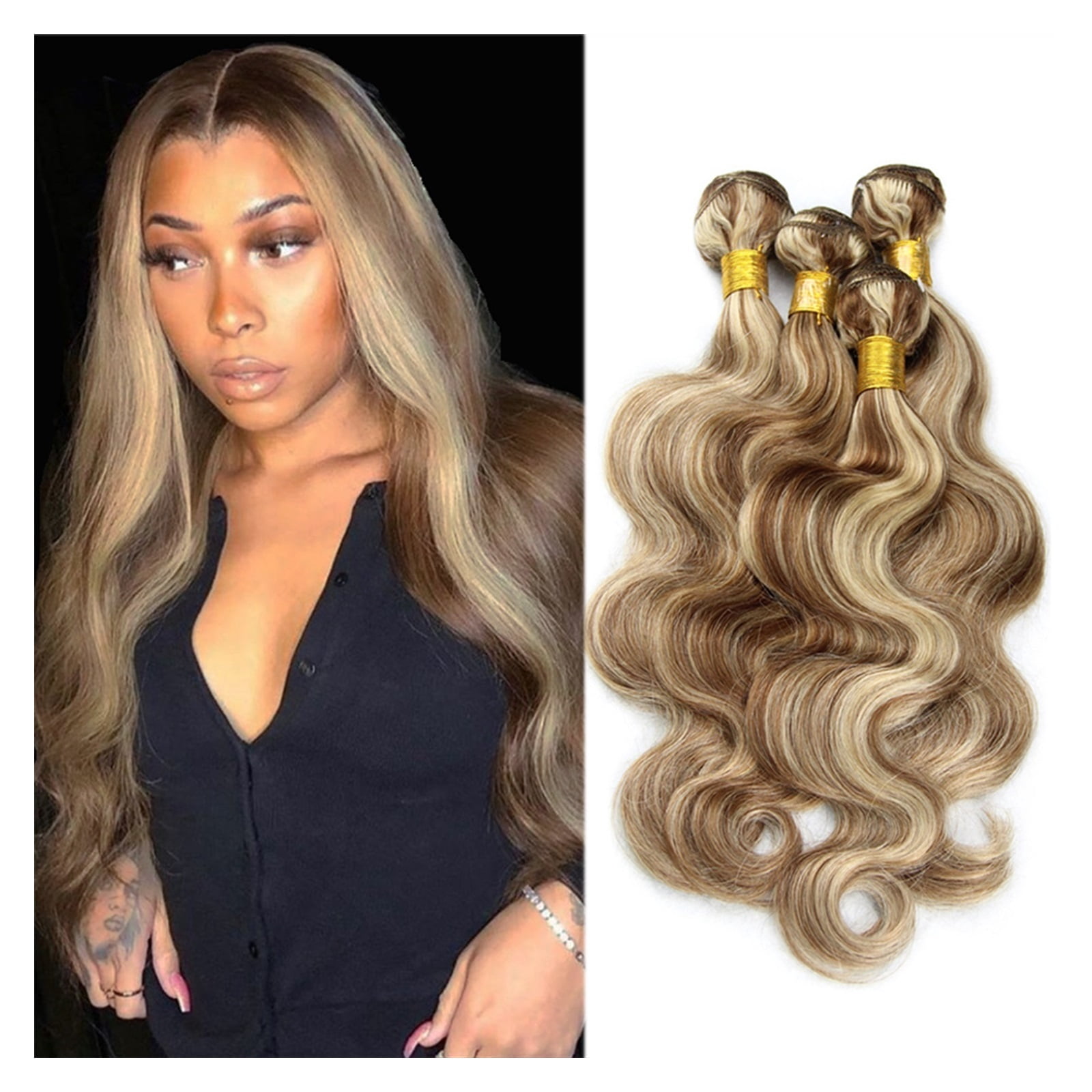 Highlight Human Hair Bundles  P4/613 Highlight Bundles For Black Women Remy Body Wave Ash Blonde Colored Human Hair Weave 1/3 Bundles