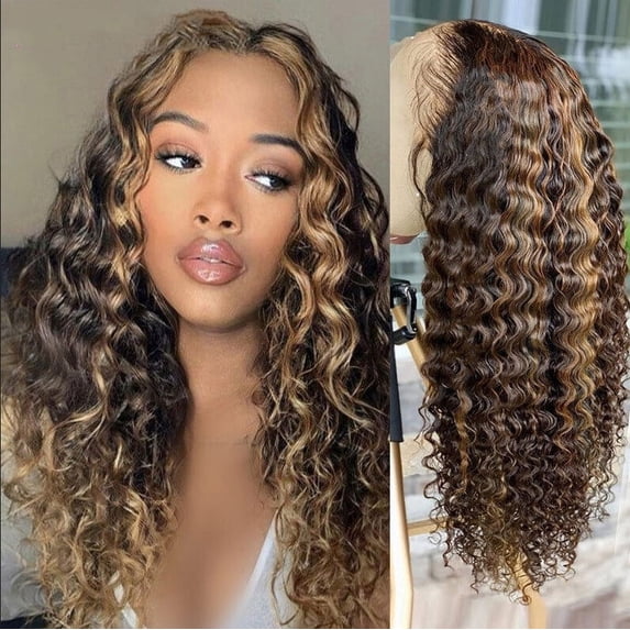 Highlight Wigs Natural Wave Ombre Synthetic wigs Unit Blonde Natural Looking P4/27 Long Curly Wigs for Women