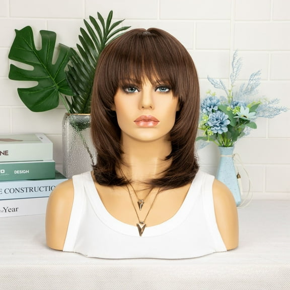 Highlighted short wavy bob glueless synthetic lace front wig for women, suitable for beginners, pre-cut, natural hairline