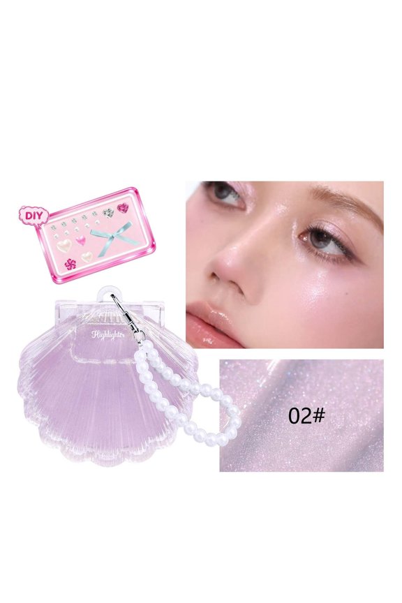 Highlighter Balm, Cute Pink Bag Charms Keychain,Glitter Highlighter Makeup,Natural Glow Finish, Long Lasting Face Illuminator, Gift for Women, Girls