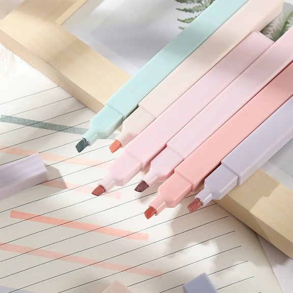 Highlighter Doodle Markers Set | Soft Tip Originality Pens | Warm Muted Colors | Multicolor PVC | Eye Care Emphasis | Box of 6 | 13x1.5cm | Smooth Ink | Ergonomic Lightweight