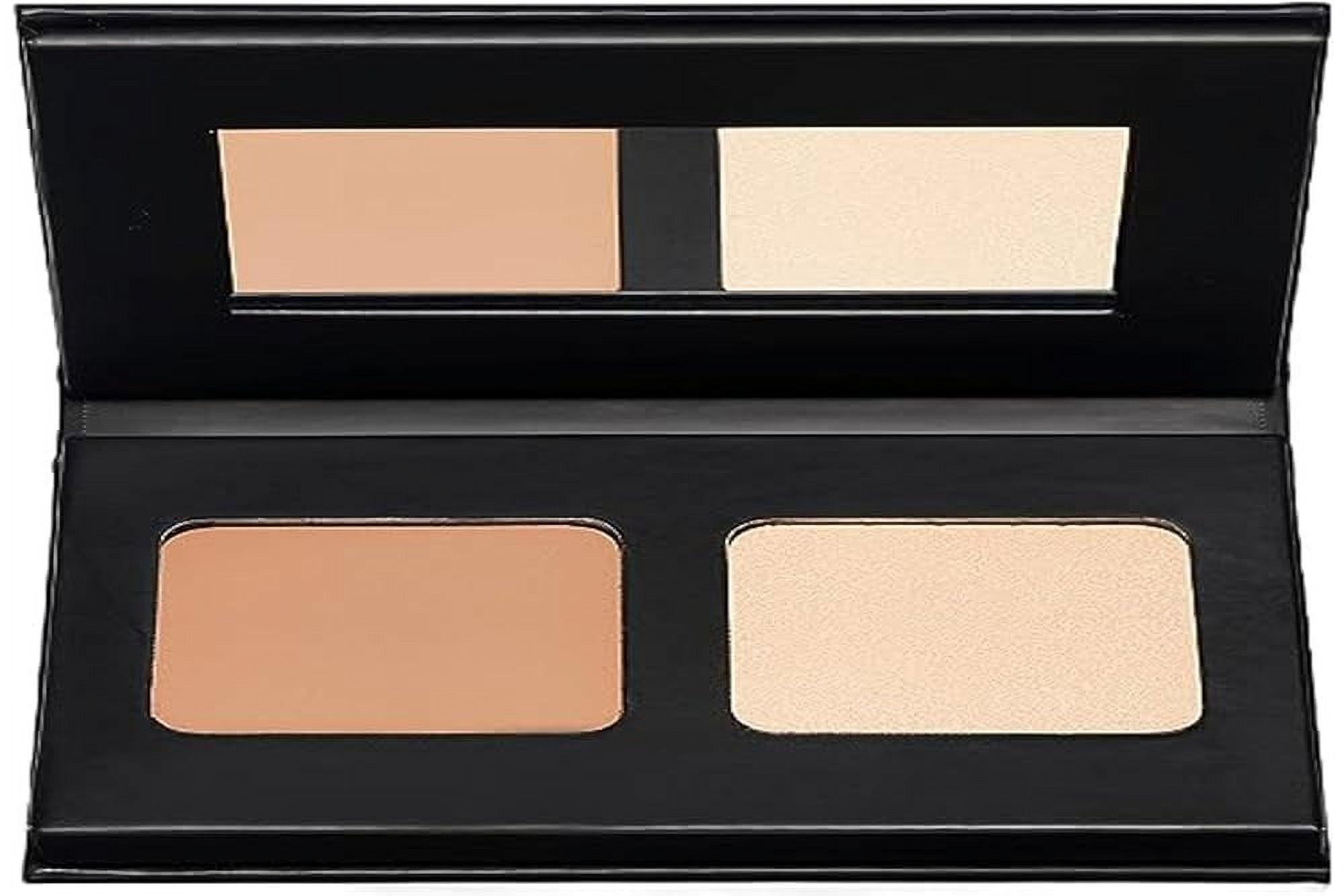 Highlighter Duo Makeup Compact With Mirror. Medium Sculpting