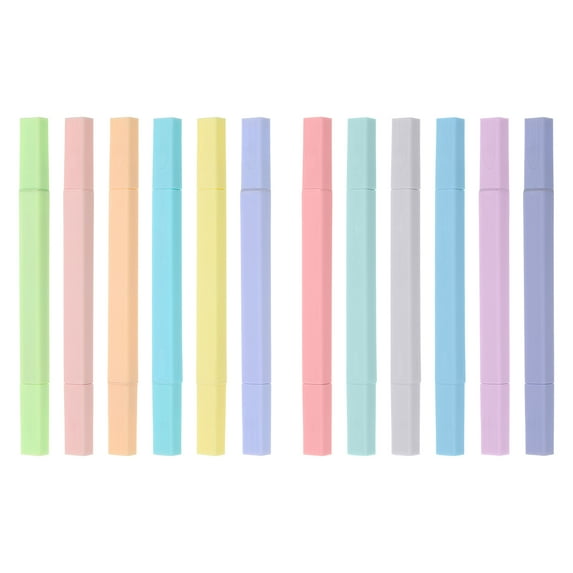 Highlighter Pen Double Ended Highlighter Broad and Fine Tips Marker Pens for Office Home Daily Use, 12 Pack
