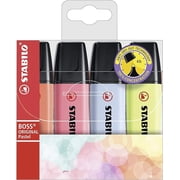 Highlighter - STABILO Boss Pastel Wallet of 4 Assorted Colours, 4 Colours - Mix 2