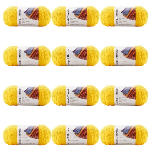 Loops & Threads Highlighter Soft Classic Neon Yarn - Medium Weight Yarn for Knitting, Crochet, Weaving, Arts & Crafts, 12 Pack